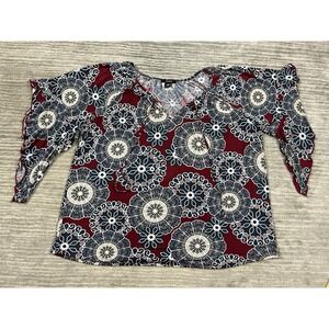 Espresso Top‎ Womens 2XL Multicolor Short Sleeve Vneck